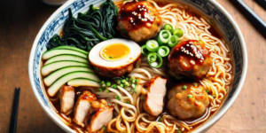 Spicy Miso Ramen With Chicken MeatBalls
